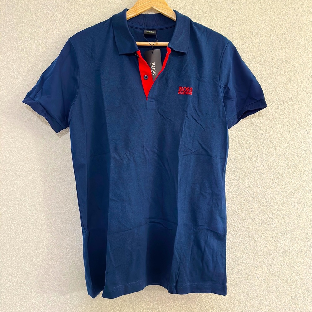 Boss Blue Polo Shirt with Sporty Style